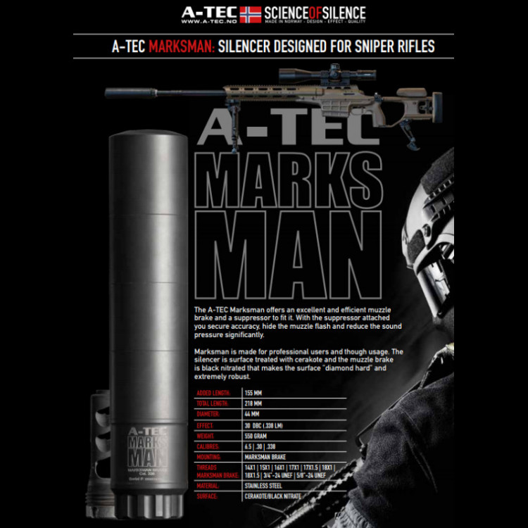 Tlumič hluku A-TEC Marksman pro precizní střelbu č.2