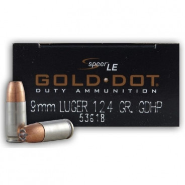 Náboje Speer Lawman 9mm Luger 124gr. Gold Dot HP