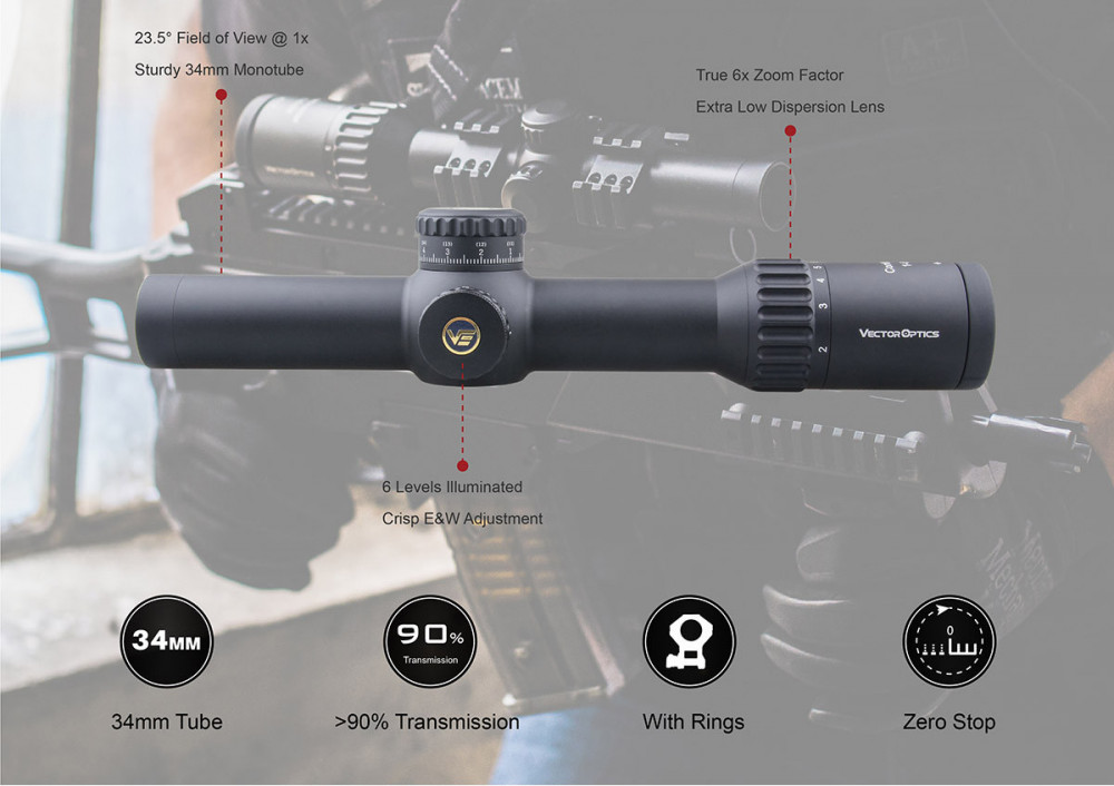 Puškohled VECTOR CONTINENTAL 34MM Riflescope 1-6x28 FFP č.10