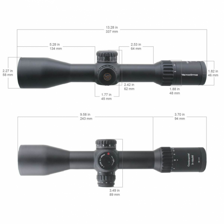 Puškohled VECTOR CONTINENTAL 34MM Riflescope 3-18X50 FFP č.12