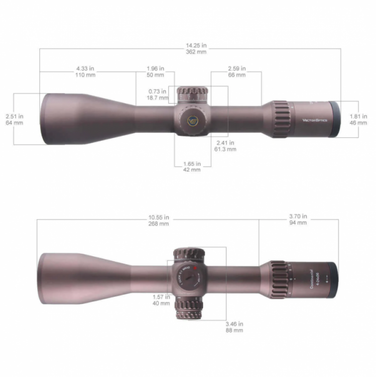 Puškohled VECTOR CONTINENTAL 34MM Riflescope 4-24X56 FFP - FDE č.9