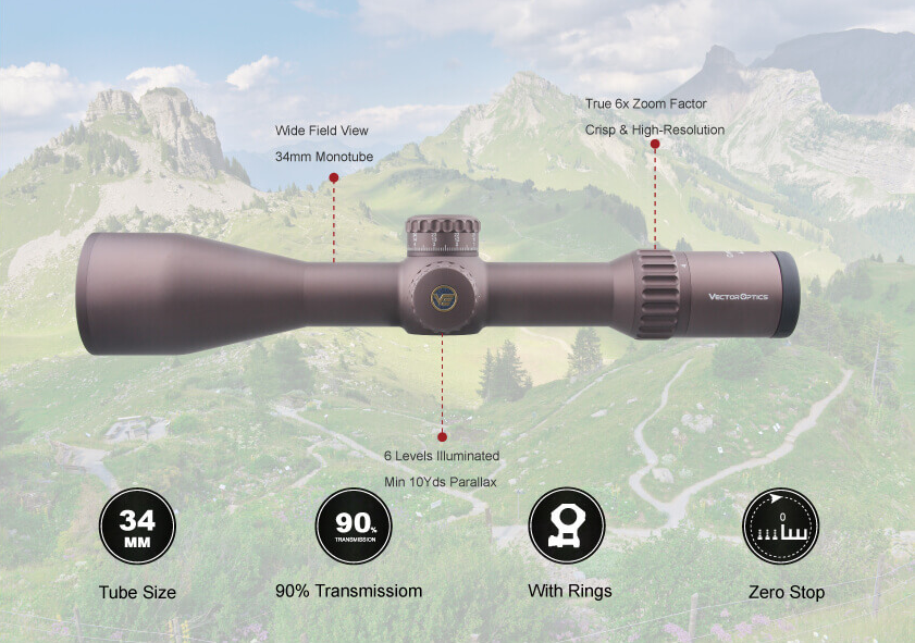 Puškohled VECTOR CONTINENTAL 34MM Riflescope 4-24X56 FFP - FDE č.11