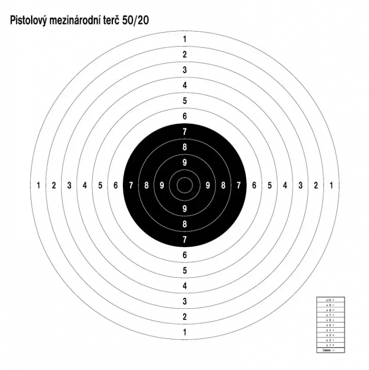 Terč mezinárodní pistolový 50/20 č.1