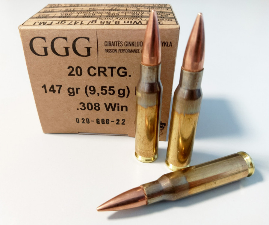 Náboje GGG .308 Win FMJ 147 gr