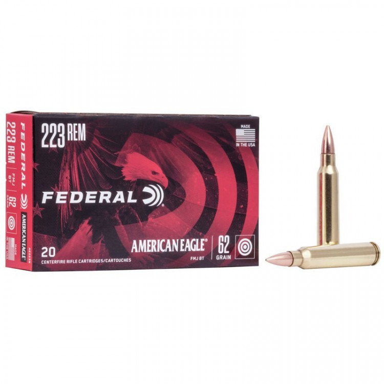 Náboje Federal American Eagle .223 Rem FMJ BT 62gr. č.1