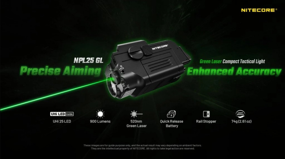 Zbraňová svítilna Nitecore NPL25 GL - 900 lm č.7