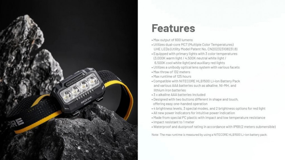 Čelovka NITECORE HA23 UHE - 600lm č.19