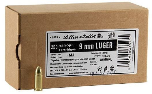 Náboje 9mm Luger Sellier & Bellot FMJ 250ks č.1