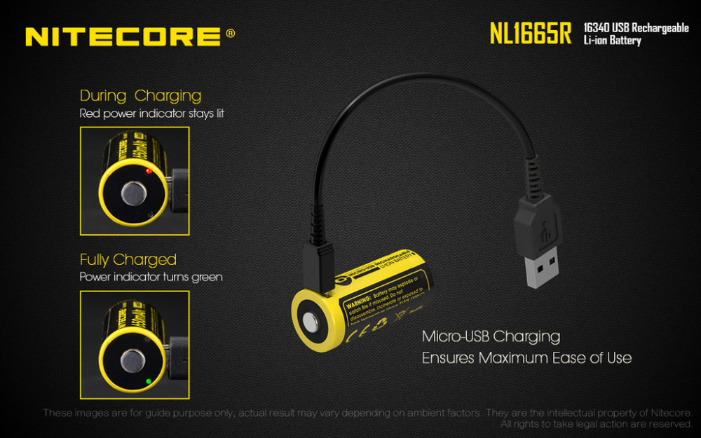 NITECORE 16340 (RCR 123) Micro USB dobíjecí, Li-ion 3,6V, 650 mAh č.2